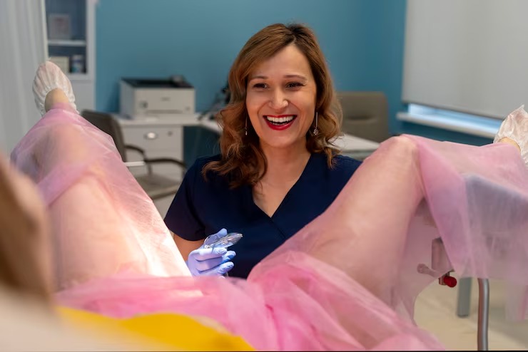gynecologist performing consultation